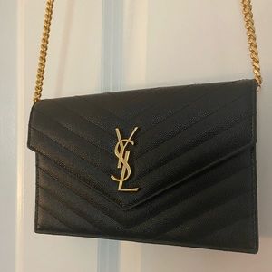 Yves Saint Laurent quilted leather wallet on chain YSL